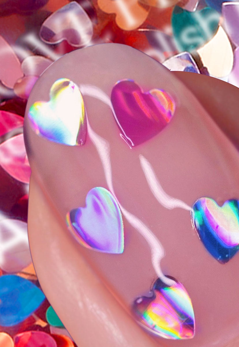 Kissing In Kensington Rainbow Heart Topper Nail Polish