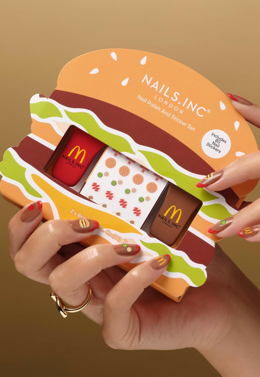 Nails.INC X McDonald's Burger Mini Nail Polish and Sticker Duo
