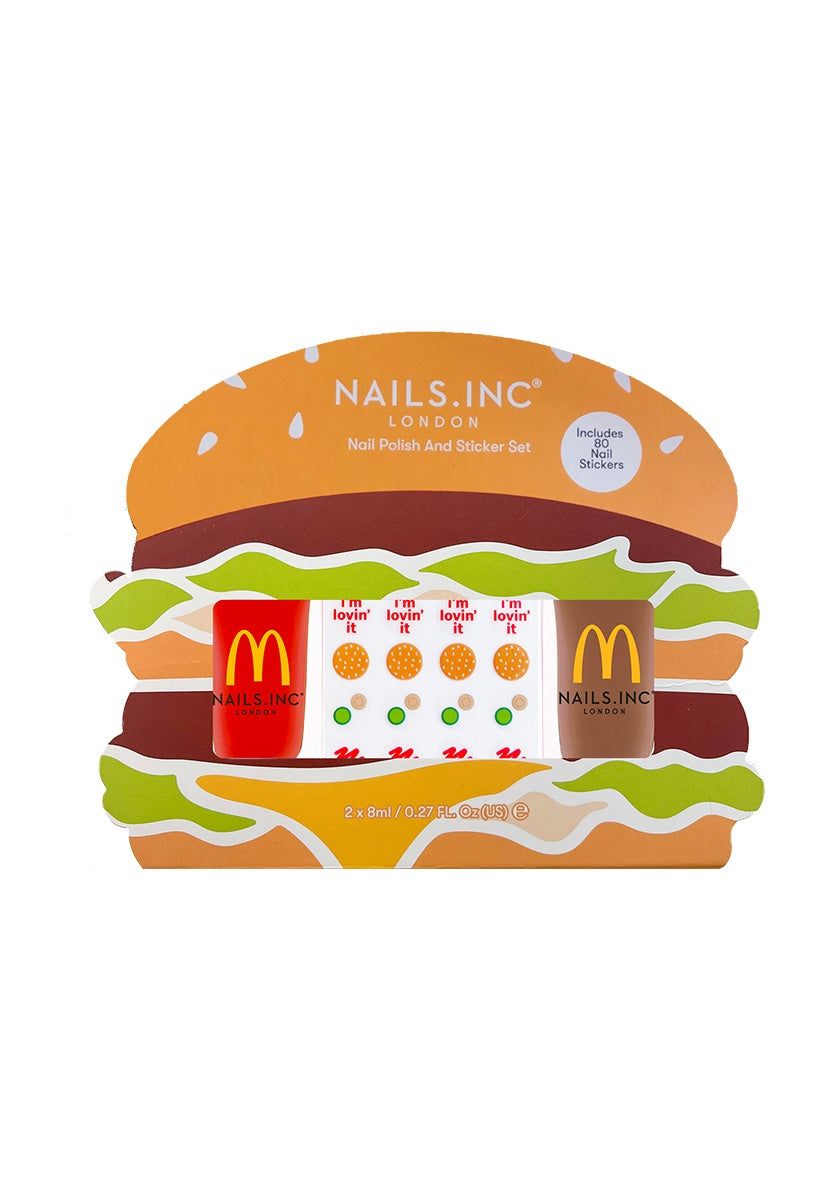 Nails.INC X McDonald's Burger Mini Nail Polish and Sticker Duo