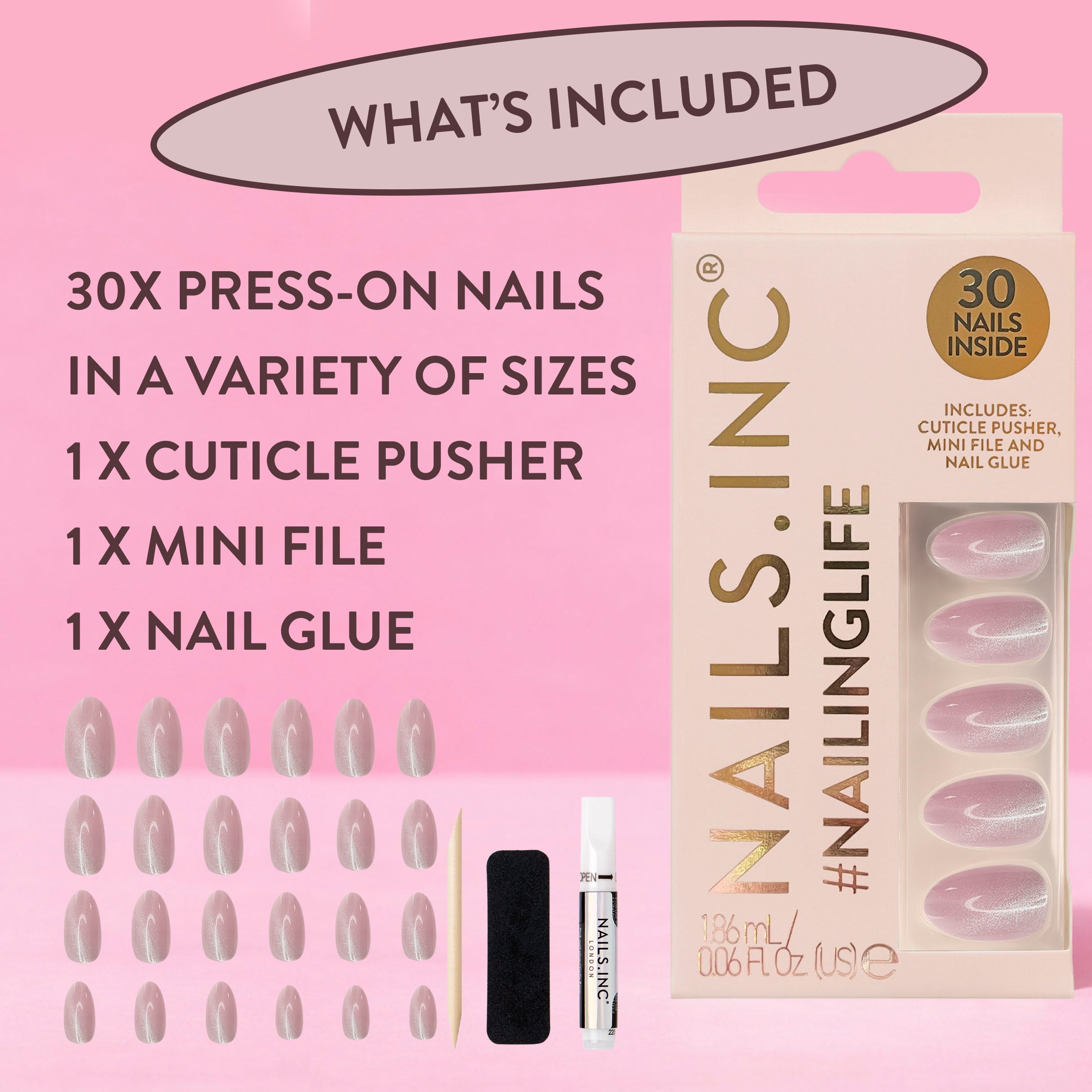 Kylie Coded Pink Cat-Eye Press-On Nails