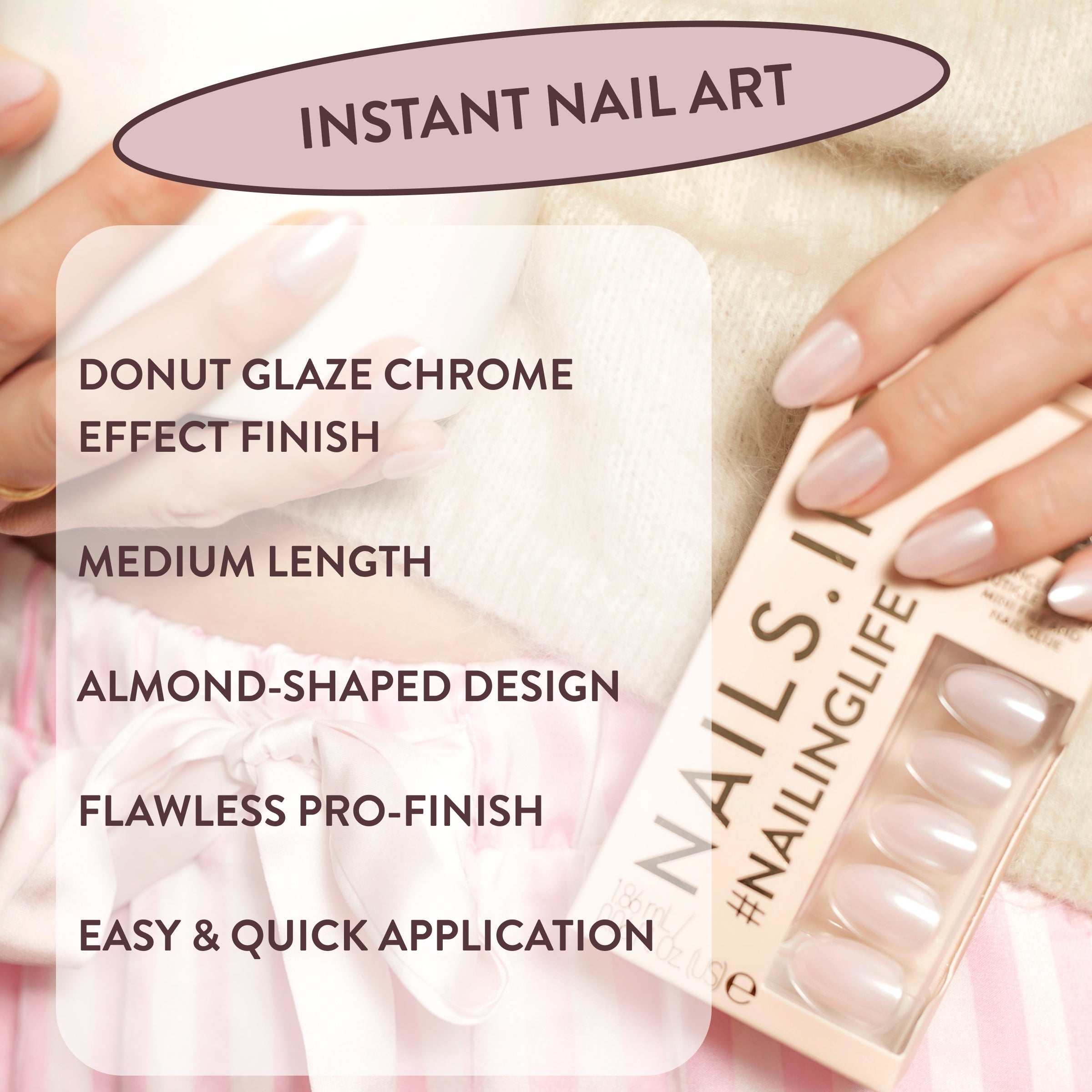 Just Like Hailey Pink Glaze Chrome Press-On Nails US