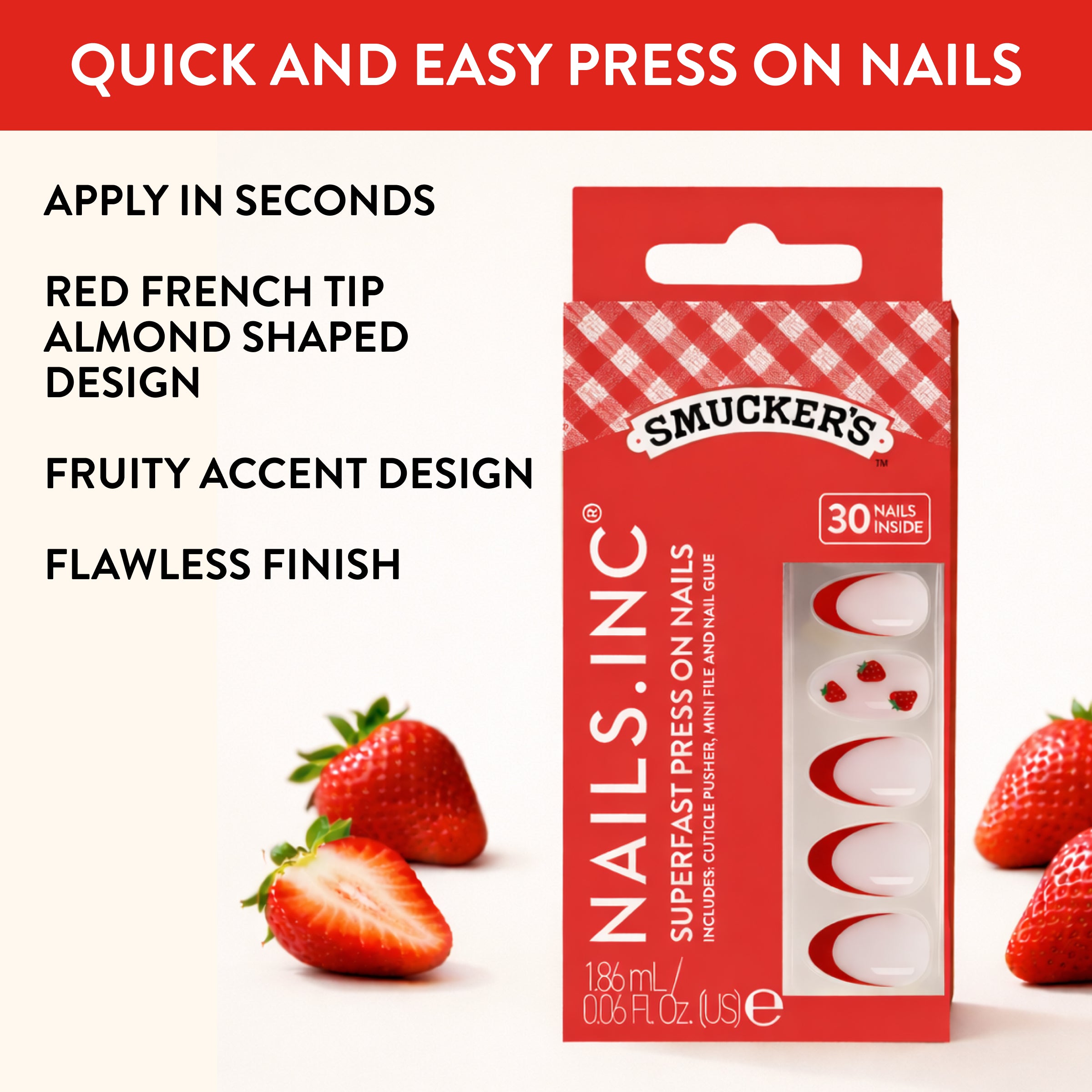 Nails.INC x Smucker’s® Strawberry Picked French Tip Press-On Nails