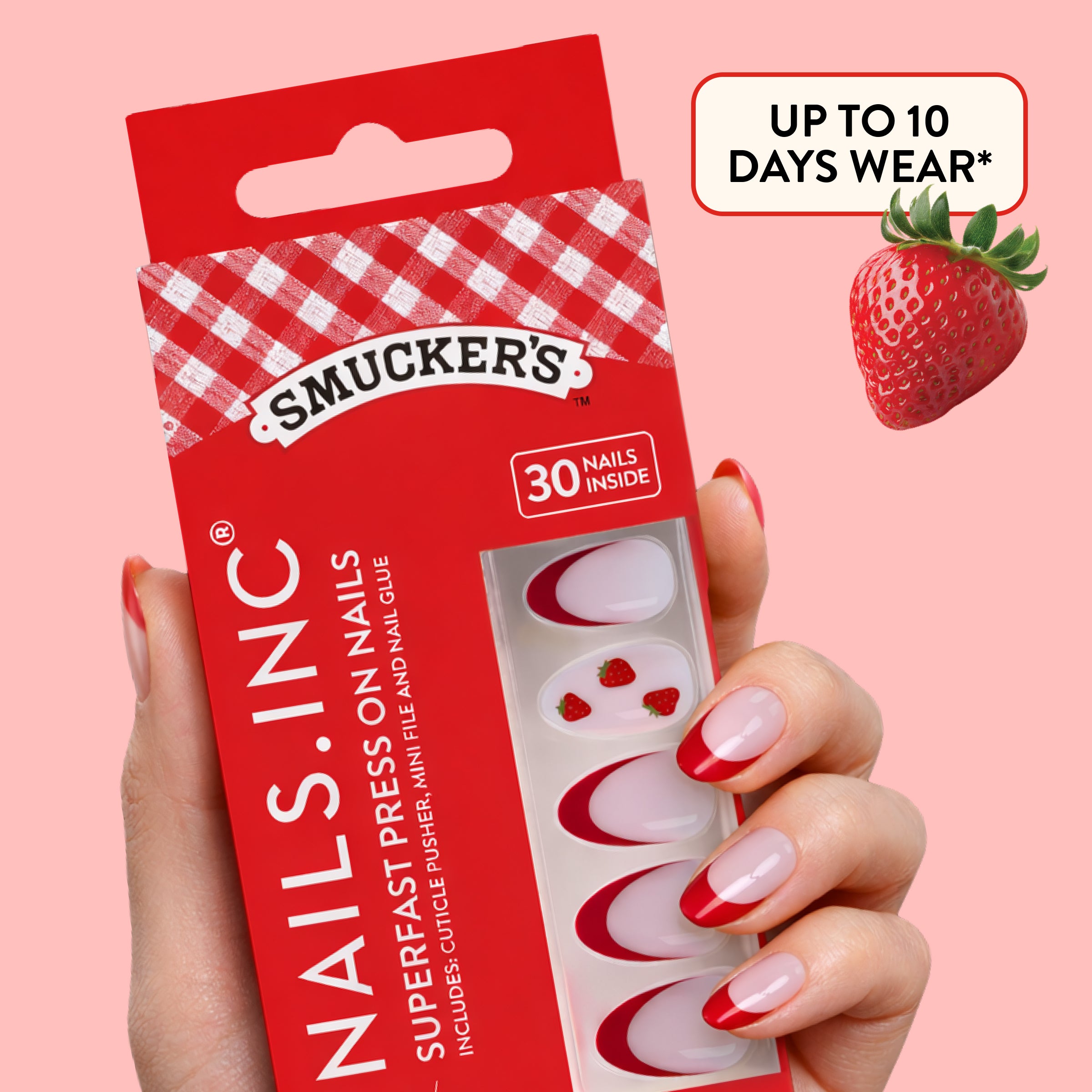 Nails.INC x Smucker’s® Strawberry Picked French Tip Press-On Nails