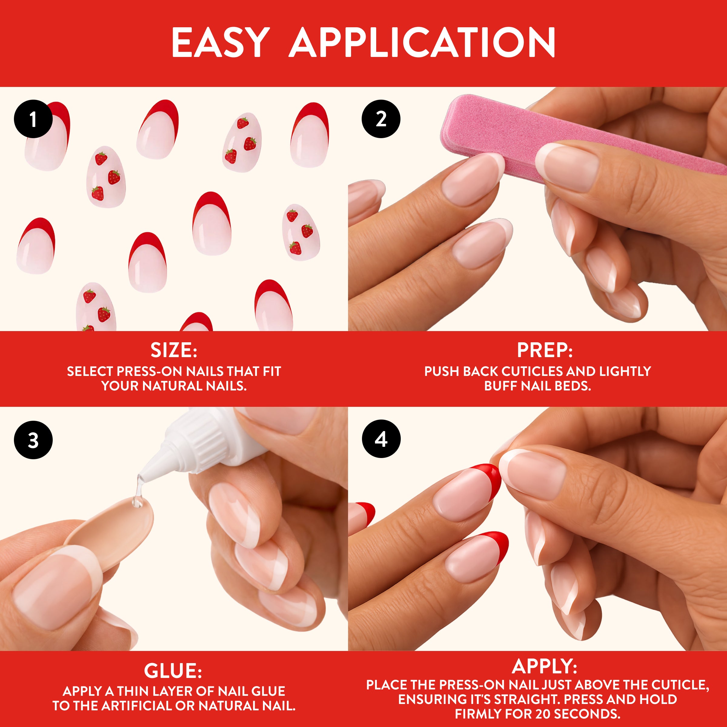 Nails.INC x Smucker’s® Strawberry Picked French Tip Press-On Nails