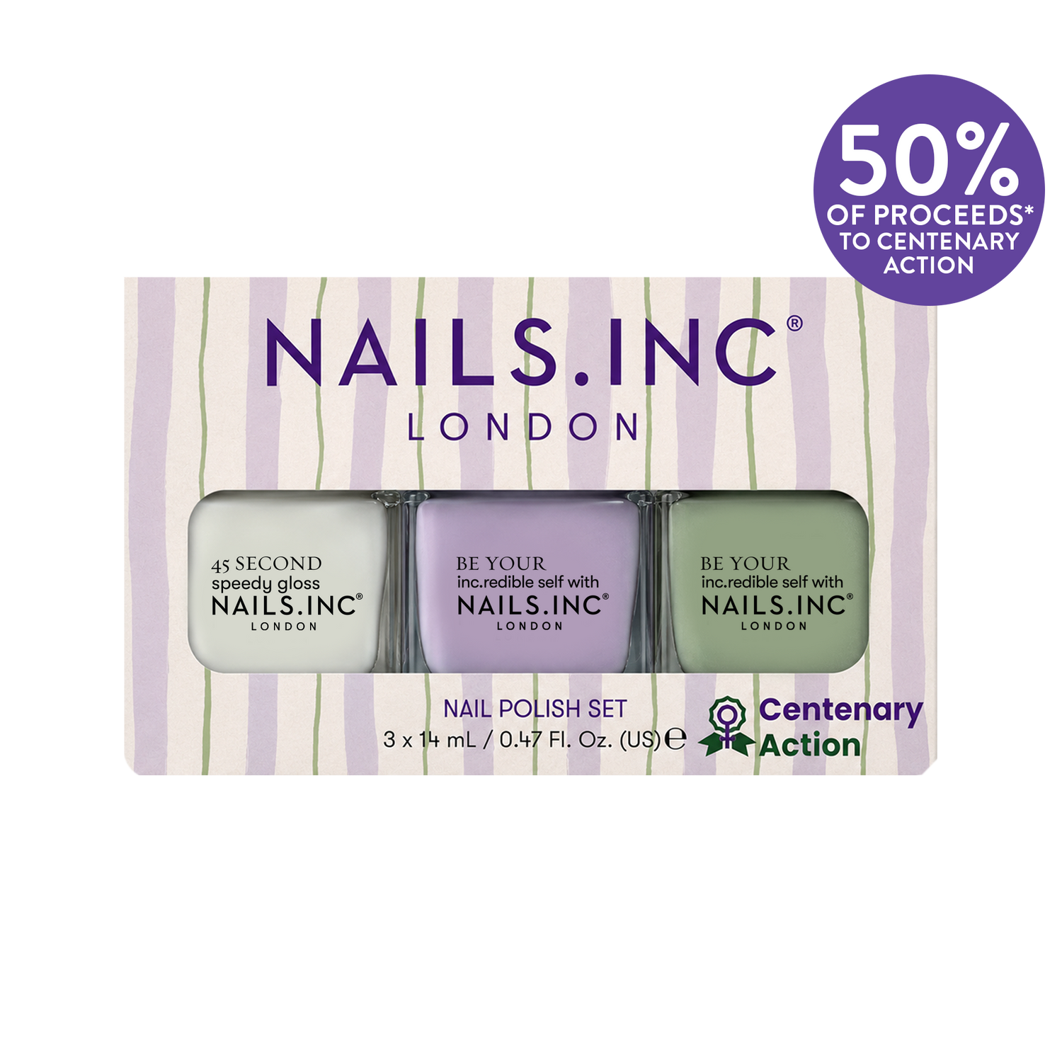 Nails.INC x Centenary Action Suffragette Stripes Nail Polish Set