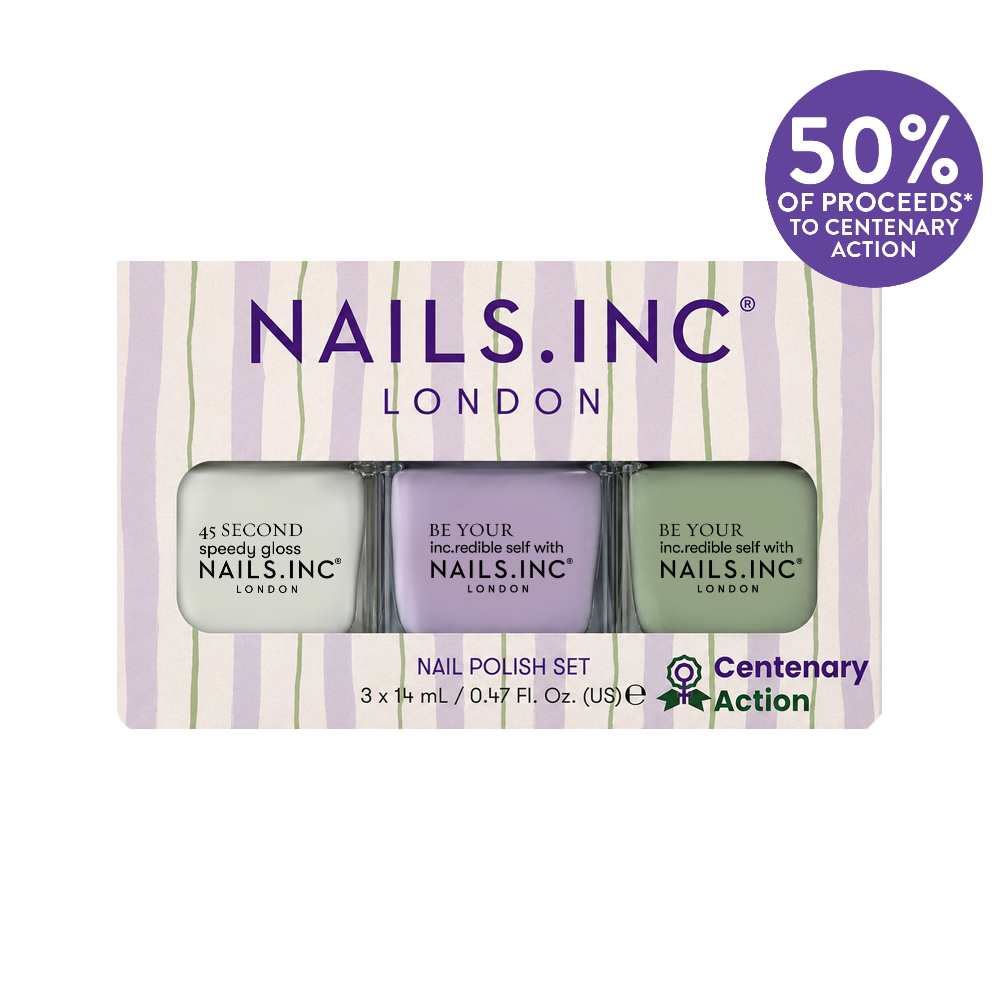 Nails.INC x Centenary Action Suffragette Stripes Nail Polish Set